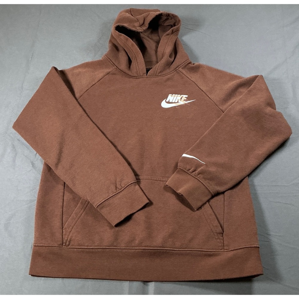 Nike 3 Brand Russell Wilson Boys Large Brown Fleece Pullover Hoodie 0868-X0T